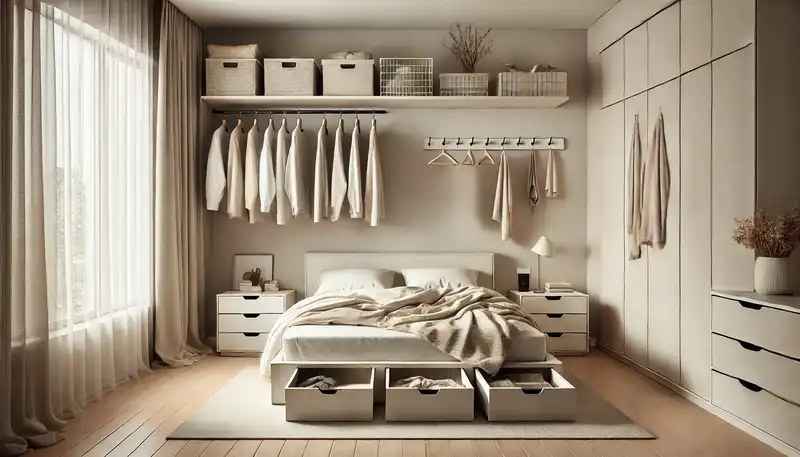 Minimalist Storage Ideas - Solutions Minimalist bedroom designed to create a peaceful retreat