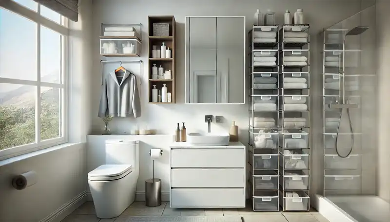 Minimalist bathroom with efficient storage solutions Minimalist Storage Ideas Solutions