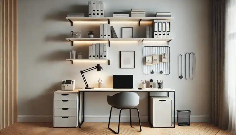 Minimalist home office designed for productivity Minimalist Storage Solutions