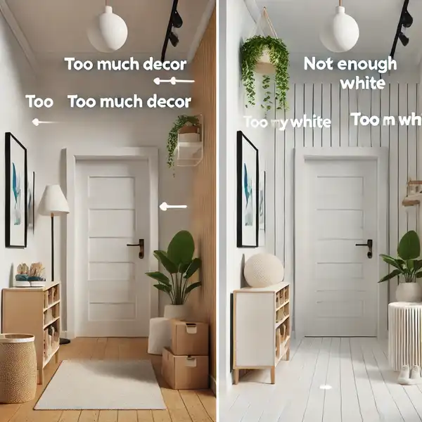 A minimalist hallway design showing mistakes to avoid a cluttered hallway with too many decor items