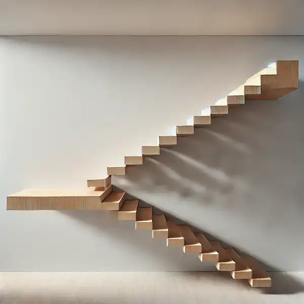 Minimalist Staircase Design Ideas A minimalist cantilevered staircase with steps that appear to stick out of the wall