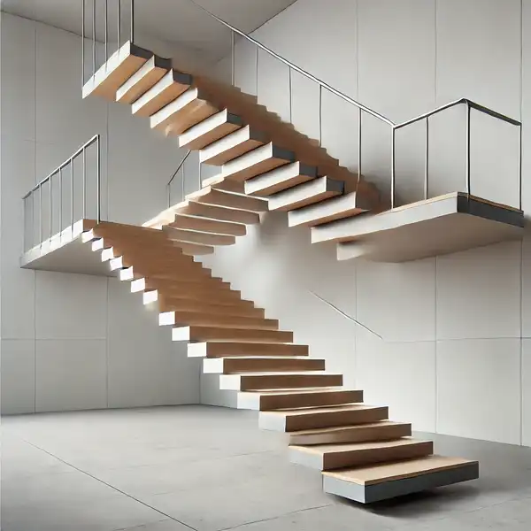 Minimalist Staircase Design Ideas A minimalist floating staircase design where each step is attached directly to the wall