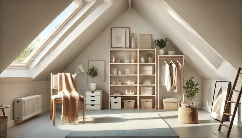 Minimalist attic conversion focusing on tips for maintaining a clutter free space