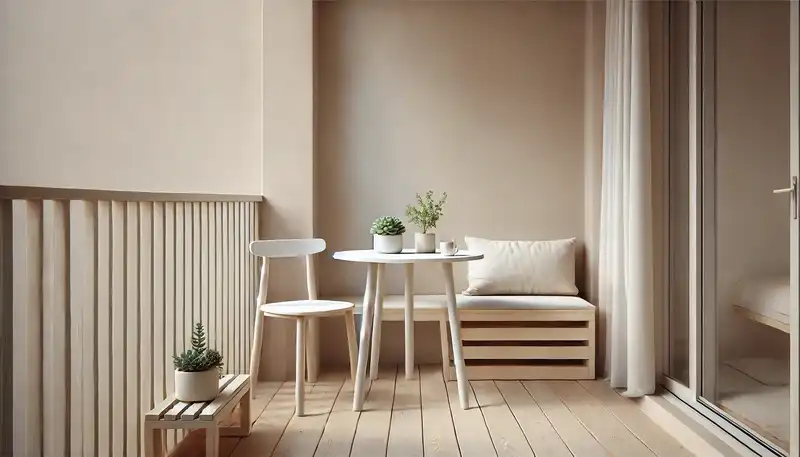 Minimalist balcony ideas with simple and functional furniture