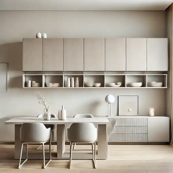 Minimalist dining room furniture featuring clean and modern storage solutions