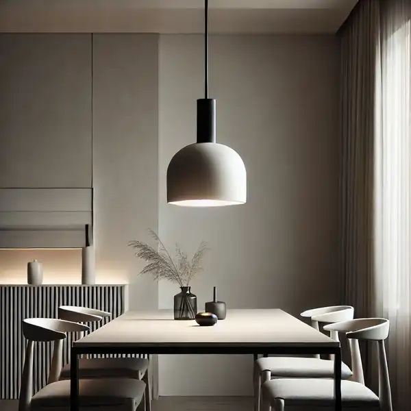 Minimalist dining room furniture featuring sleek and simple lighting