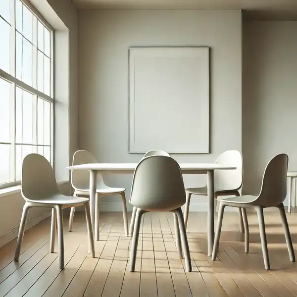 Minimalist dining room ideas showcasing a modern plastic chair design