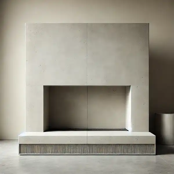 Minimalist fireplace ideas A modern minimalist concrete fireplace with clean, sleek lines