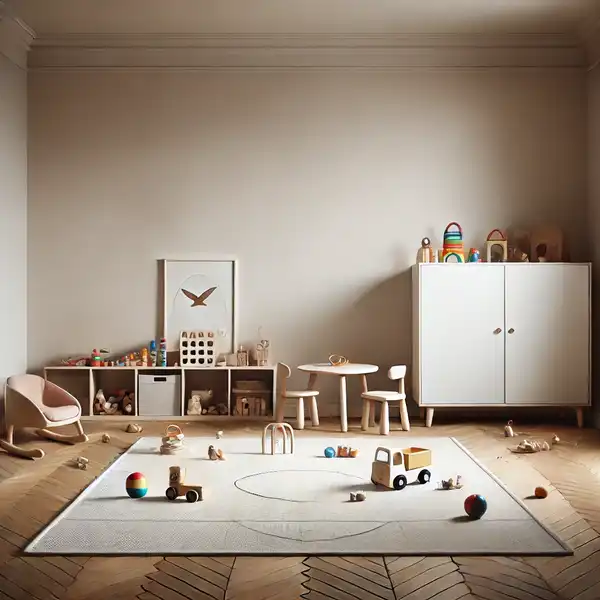 Minimalist toddler room ideas with a decluttered play area