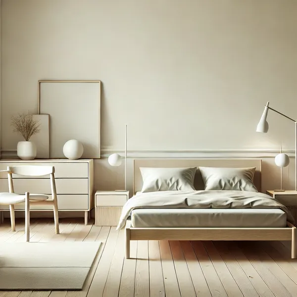 A minimalist bedroom design focusing on carefully selected furniture