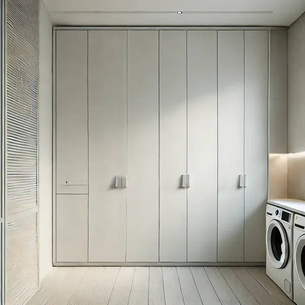 Minimalist Laundry Room Ideas 1. Hidden Storage Cabinets