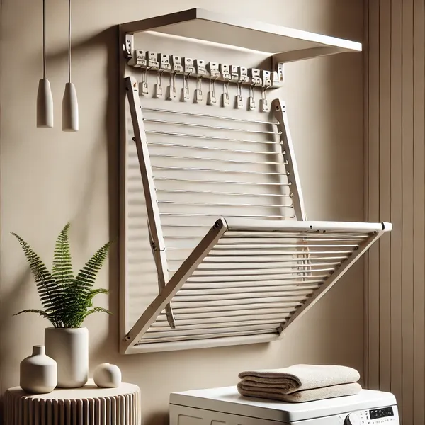 Minimalist Laundry Room Ideas 2. Fold Down Drying Rack